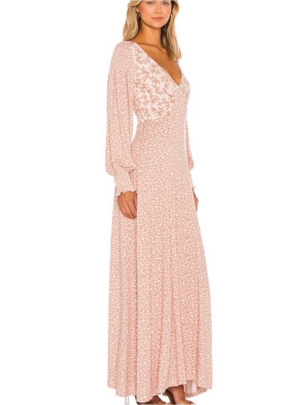 Free People Pink Love Story Maxi Dress Medium Romantic Dreamy - Picture 4 of 14